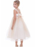 Pearl Straps Shimmering Tulle Tea Length Flower Girl Dress